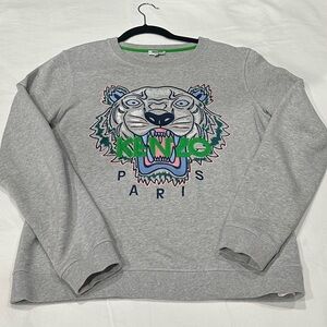 Kenzo Gray Sweatshirt with Iconic Design Large